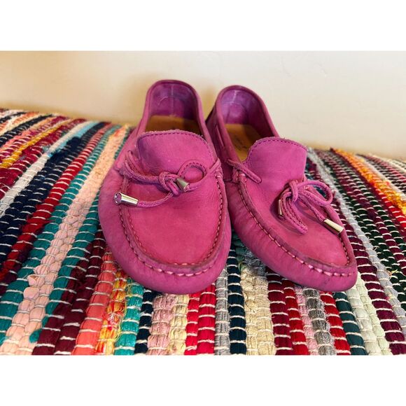 Mercanti Fiorentini Pink Magenta Suede Driving Loafers Sz 8.5 Made in Brazil - Picture 3 of 7